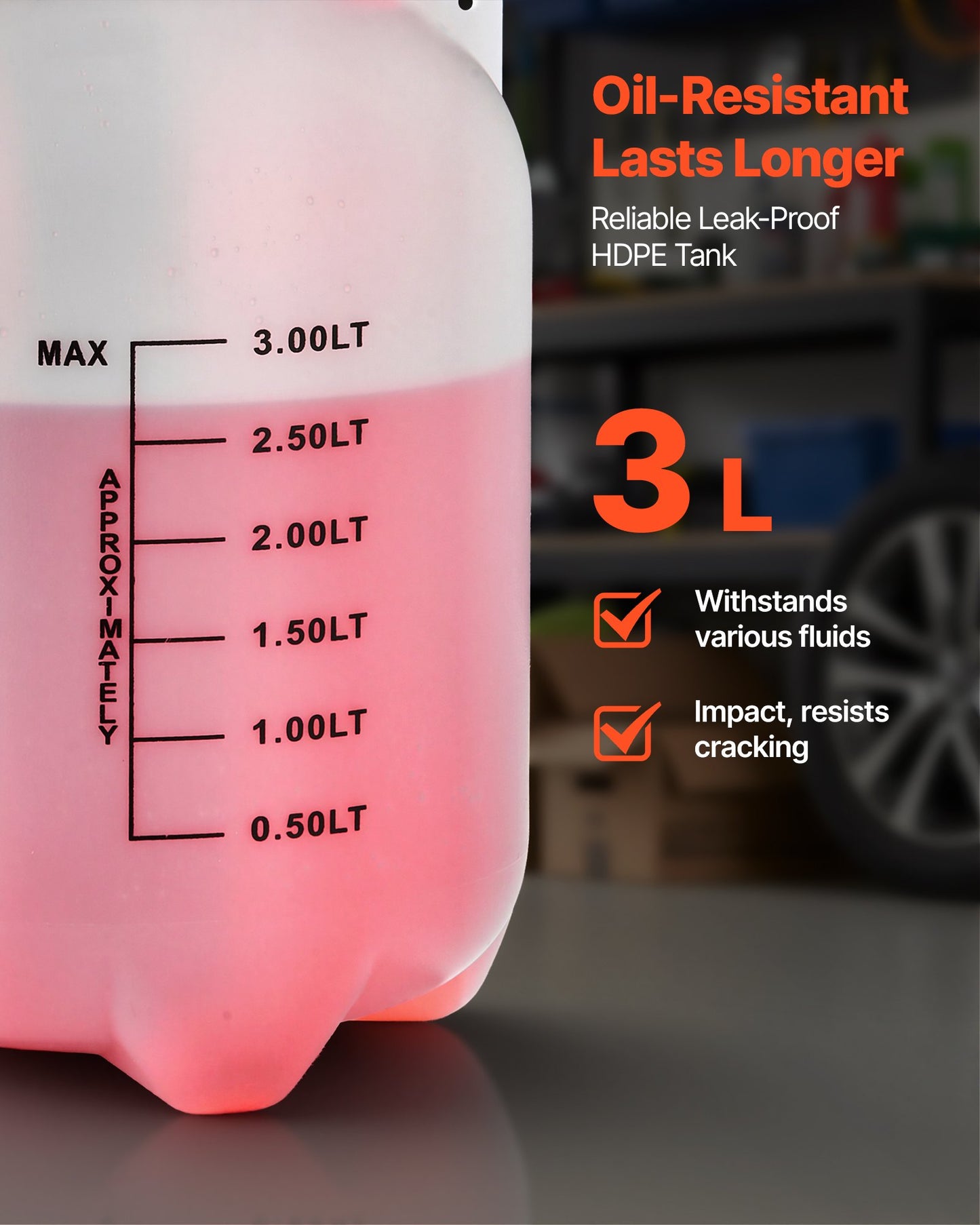 Transmission Fluid Pump, 3 L Capacity, Manual Fluid Transfer Pump with 120 cm Long Horse & HDPE Tank, Transmission Oil Pump with PTFE Tape, Manual Automotive Oil Filling System