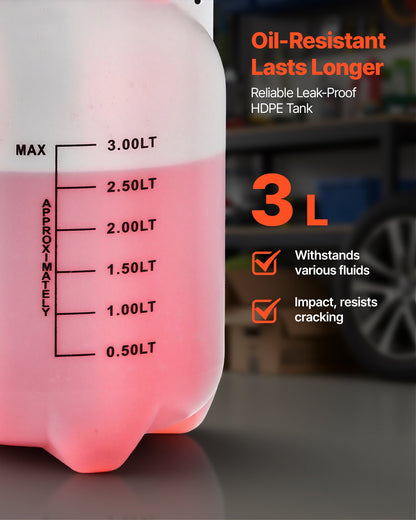 Transmission Fluid Pump, 3 L Capacity, Manual Fluid Transfer Pump with 120 cm Long Horse & HDPE Tank, Transmission Oil Pump with PTFE Tape, Manual Automotive Oil Filling System