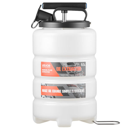 Fluid Extractor, 9.5 L Capacity, Manual Vacuum Fluid Extractor with 150 cm Long Horse and Three 120 cm Extension Tubes, Oil Change Pump with HDPE Tank for Cars, Lawn Mowers, Boats