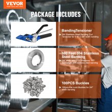 VEVOR Packaging Banding Strapping Kit Tensioning Tool Tensioner & 30 m Banding