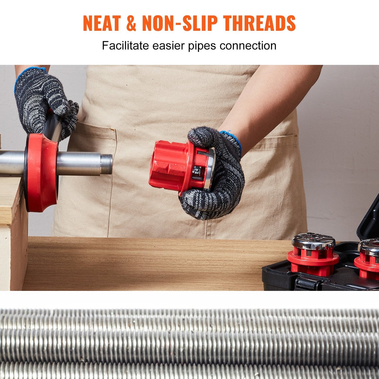 Manual Ratcheting Pipe Threader Kit with 3 NPT Dies and Storage Case