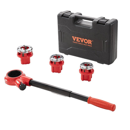 Manual Ratcheting Pipe Threader Kit with 3 NPT Dies and Storage Case