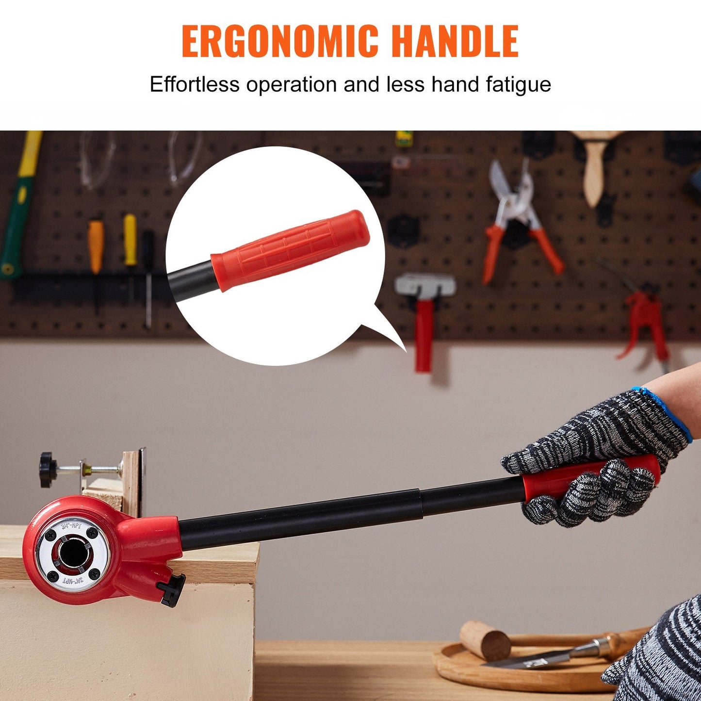 Manual Ratchet Pipe Threader Kit with 6 NPT Dies, 1/4m to 1-1/4m Range