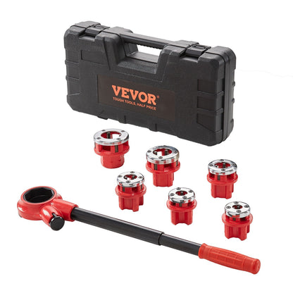 Manual Ratchet Pipe Threader Kit with 6 NPT Dies, 1/4m to 1-1/4m Range