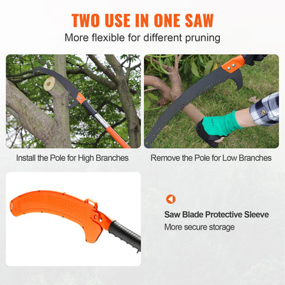 VEVOR Manual Pole Saw, 2.24 m-8.24 m Extendable Tree Pruner, Sharp Steel Blade High