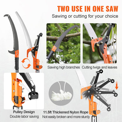 Extendable Pole Saw, 2.24 m-8.24 m Tree Pruner with Sharp Blade & Fiberglass Handles