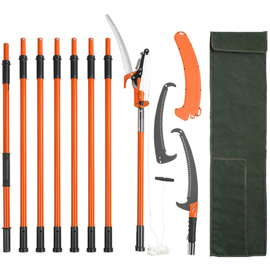 VEVOR Manual Pole Saw, 2.24 m-8.24 m Extendable Tree Pruner, Sharp Steel Blade and