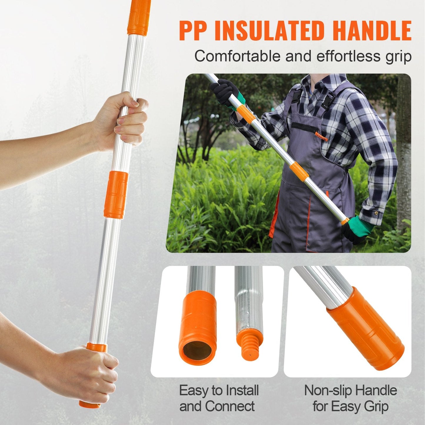 Extendable Manual Tree Pruner with 1.4-3 m Aluminum Alloy Pole and Sharp Blade