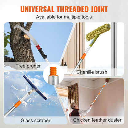 Extendable Manual Tree Pruner with 1.4-3 m Aluminum Alloy Pole and Sharp Blade