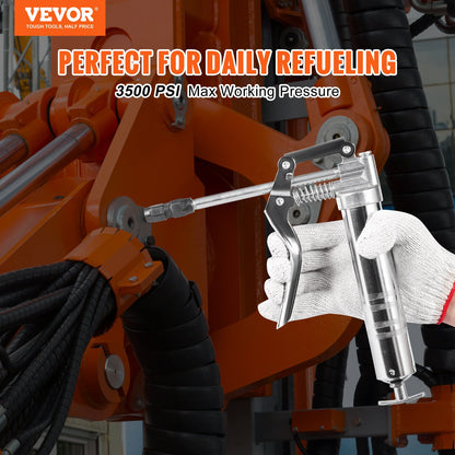 VEVOR Pistol Grip Grease Gun 3500PSI 4oz Heavy Duty Manual Grease Gun Flex Hose