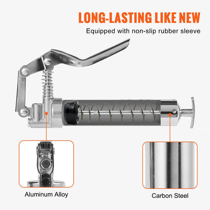 VEVOR Pistol Grip Grease Gun 3500PSI 4oz Heavy Duty Manual Grease Gun Flex Hose