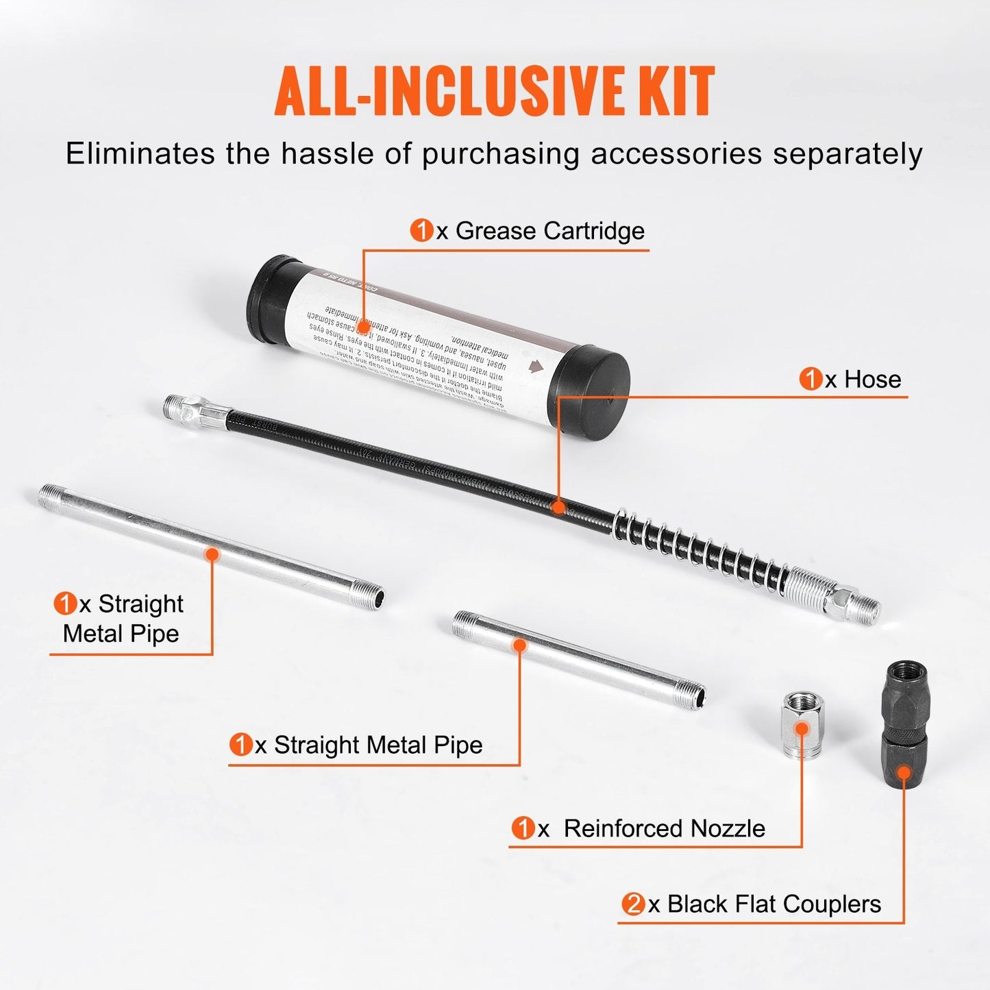 Heavy Duty Pistol Grip Grease Gun with Flex Hose, 3500 PSI, 0.12 kg Capacity