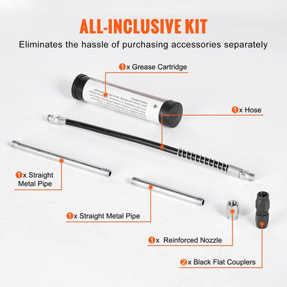 Heavy Duty Pistol Grip Grease Gun with Flex Hose, 3500 PSI, 0.12 kg Capacity