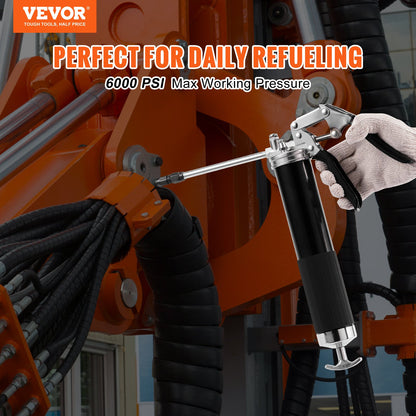 VEVOR Pistol Grip Grease Gun, 6000 PSI, 14 OZ / 400 CC Capacity Heavy Duty Professional