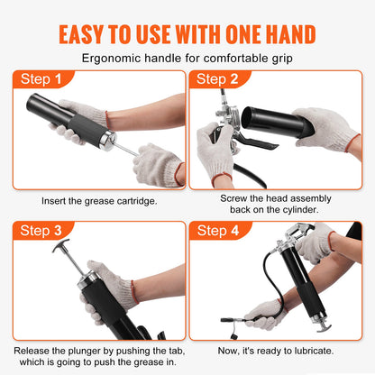 VEVOR Pistol Grip Grease Gun, 6000 PSI, 14 OZ / 400 CC Capacity Heavy Duty Professional
