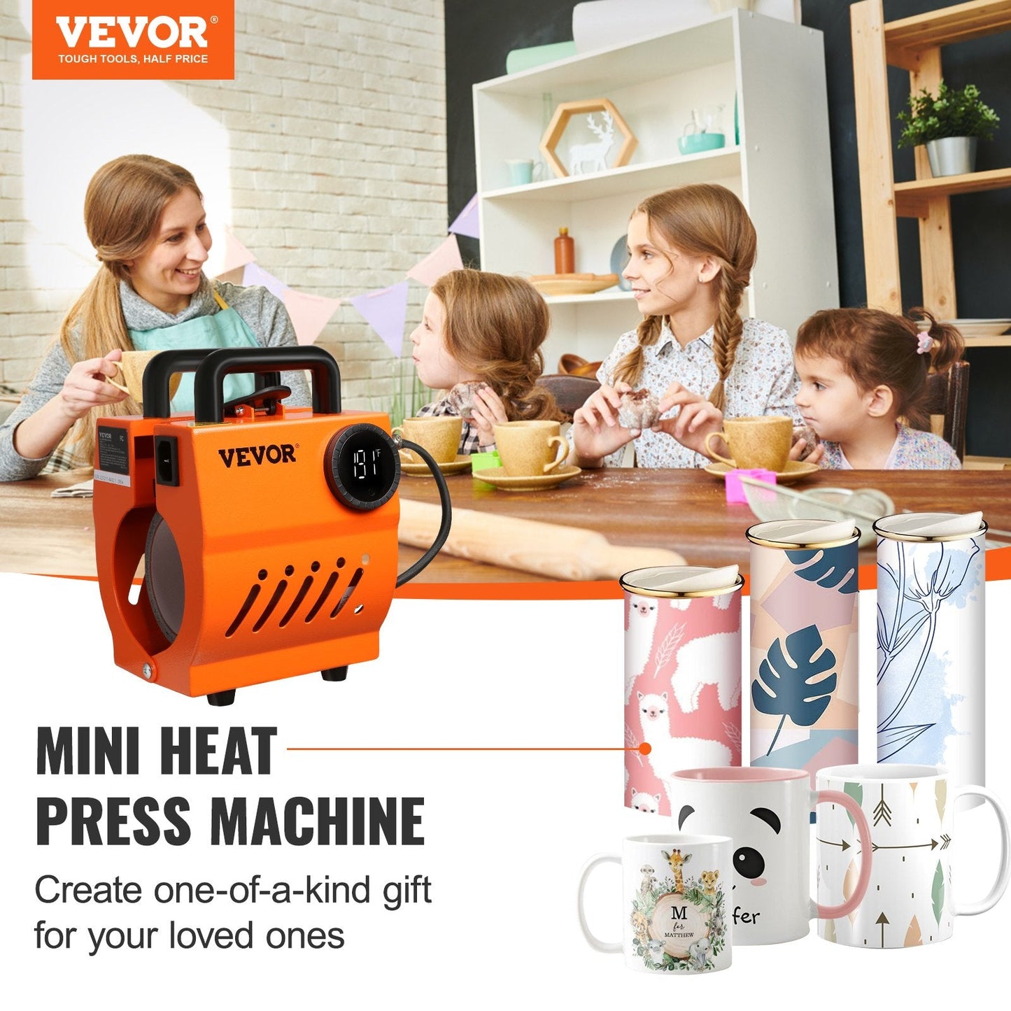 Mini Mug Heat Press for DIY Sublimation, Fits 325-450 ml Cups, Black