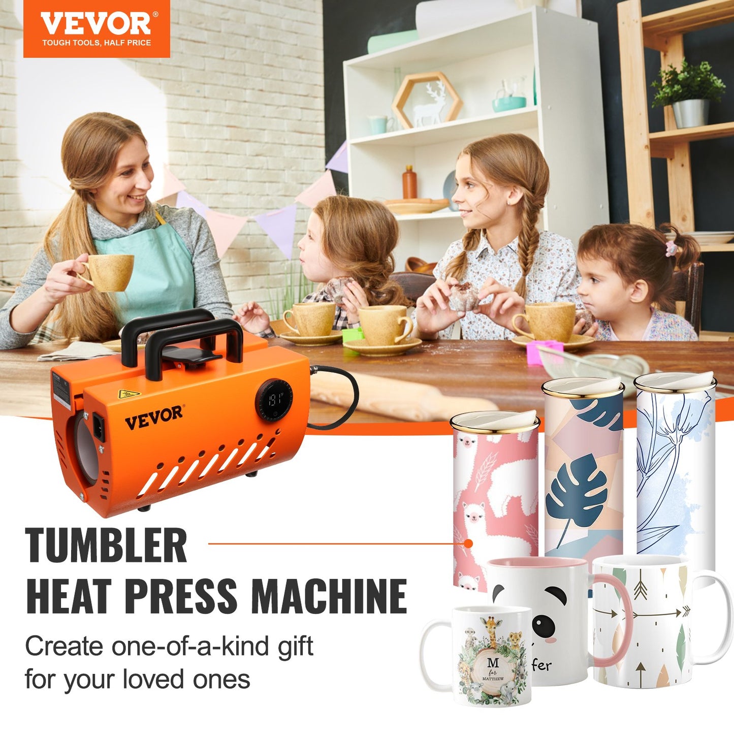 VEVOR Mug Heat Press, 30oz Tumbler Heat Press Machine, Sublimation Transfer 11-15oz