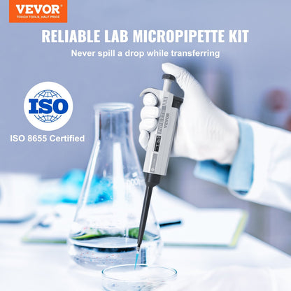 Adjustable Single Channel Micropipette Kit, 3 Pcs (0.5-10μl to 100-1000μl)