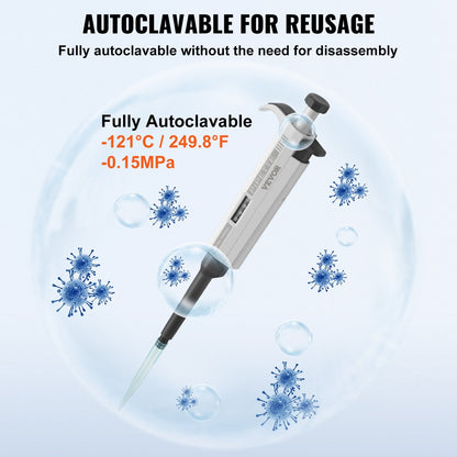 Adjustable Single Channel Micropipette Kit, 3 Pcs (0.5-10μl to 100-1000μl)
