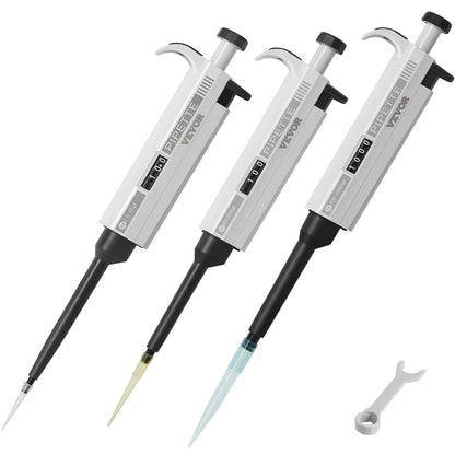 Adjustable Single Channel Micropipette Kit, 3 Pcs (0.5-10μl to 100-1000μl)