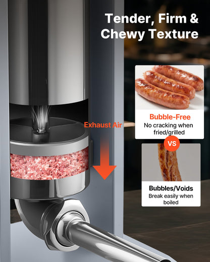 Manual Sausage Stuffer, 11 LBS / 5 L Vertical Meat Stuffer, Heavy Duty Sausage Casing Meat Stuffing Machine, Dual-Speed Stainless Steel Filler with 5 Filling Tubes, for Commercial and Home Use