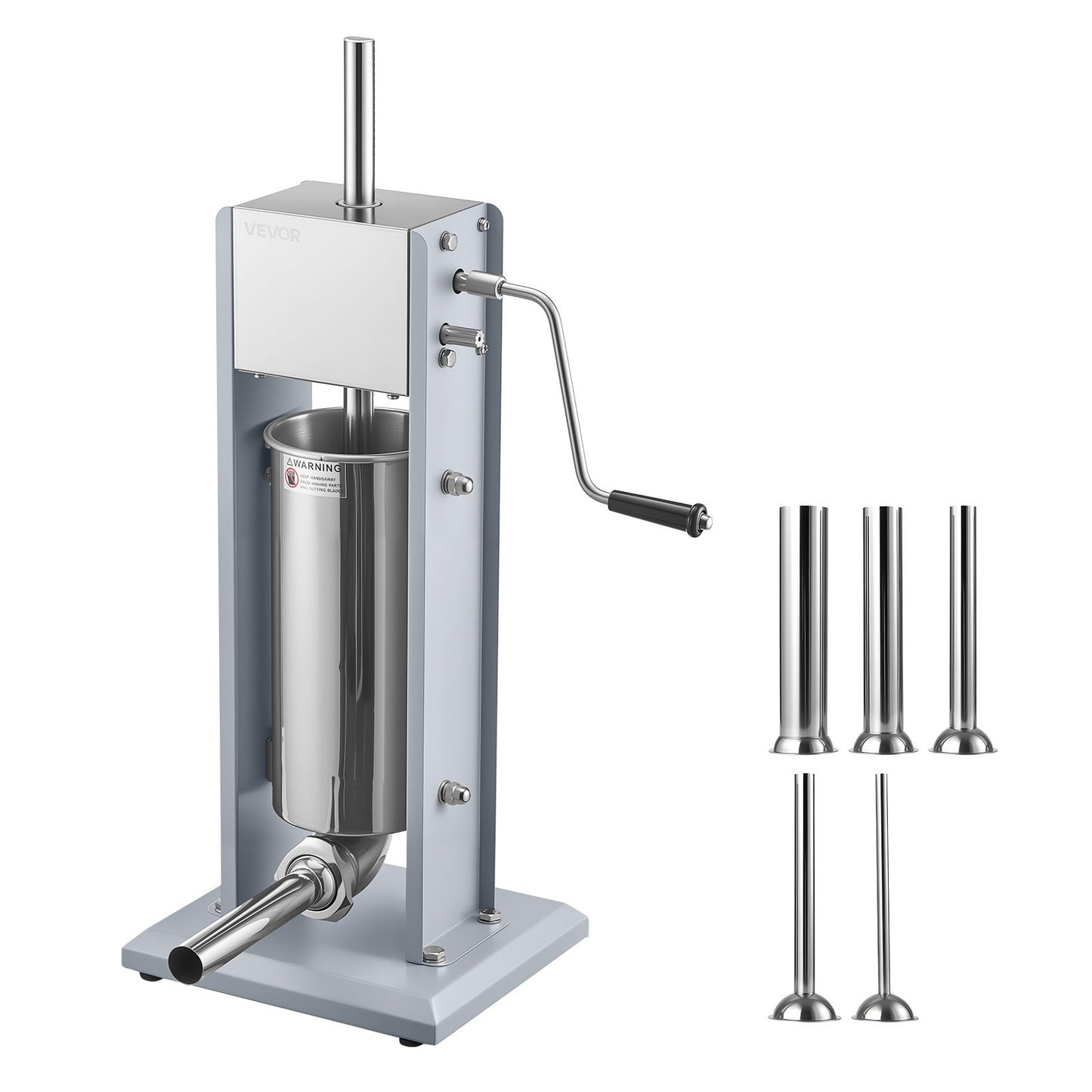 Manual Sausage Stuffer, 11 LBS / 5 L Vertical Meat Stuffer, Heavy Duty Sausage Casing Meat Stuffing Machine, Dual-Speed Stainless Steel Filler with 5 Filling Tubes, for Commercial and Home Use
