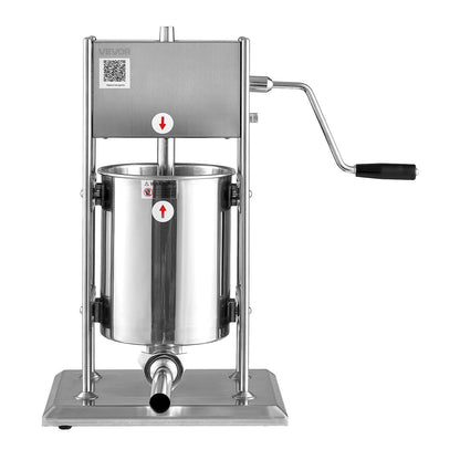 Manual Sausage Stuffer, 22 LBS / 10 L Vertical Meat Stuffer, Dual-Speed Sausage Casing Meat Filling Machine, Stainless Steel Heavy Duty Filler with 5 Stuffing Tubes, for Commercial & Home Use