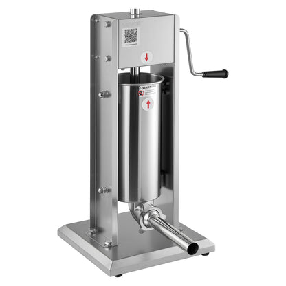 Manual Sausage Stuffer, 11 LBS / 5 L Vertical Meat Stuffer, Dual-Speed Sausage Casing Meat Filling Machine, Stainless Steel Heavy Duty Filler with 5 Stuffing Tubes, for Commercial & Home Use