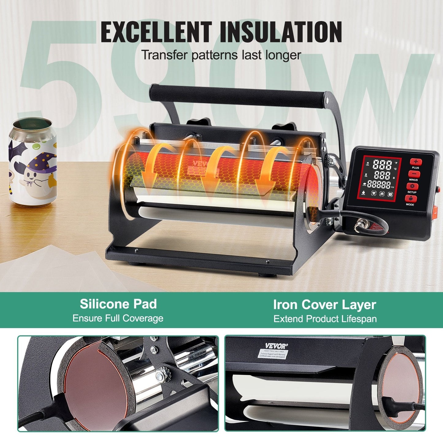 Sublimation Mug Heat Press Machine for 0.3-0.9L Tumblers, Black, 5.2 kg