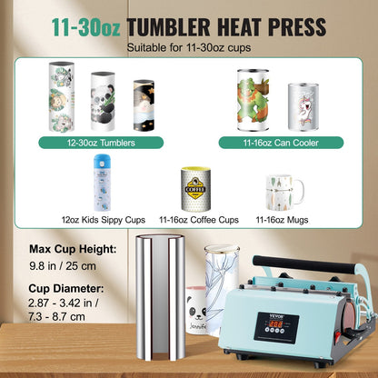 Green Tumbler Heat Press Machine for 330-887ml Mug Sublimation, 5.8 kg