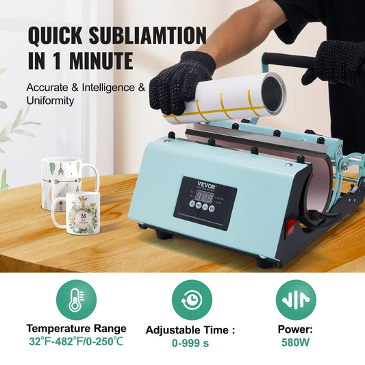 Green Tumbler Heat Press Machine for 330-887ml Mug Sublimation, 5.8 kg