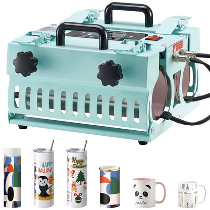 Dual Station Tumbler Heat Press Machine for 300-887ml Mugs, Precise Control