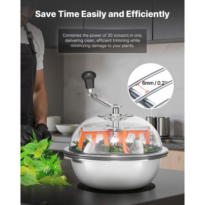 Bud Leaf Bowl Trimmer, 335 mm Manual Bud Trimmer, with Sharp Stainless Steel Blades, Visual Cutting, Wet & Dry Hydroponic Cutting Machine, Twisted Spin Cut for Plants Leaves Buds Flowers