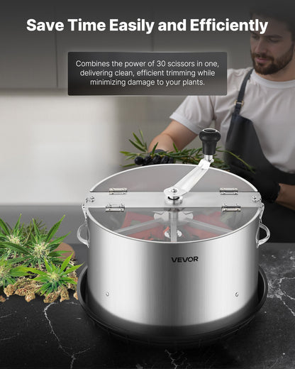 Manual Bud Leaf Trimmer, 370mm  Reaper Bowl Bud Trimmer with Stainless Steel Blades, Visual Cutting, Wet & Dry Hydroponic Cutting Machine with Tray, Twisted Spin Cut for Plant Buds Flowers