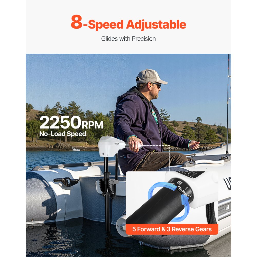 VEVOR 86lb 24V Thrust Electric Trolling Motor Saltwater Trolling Boat Engine