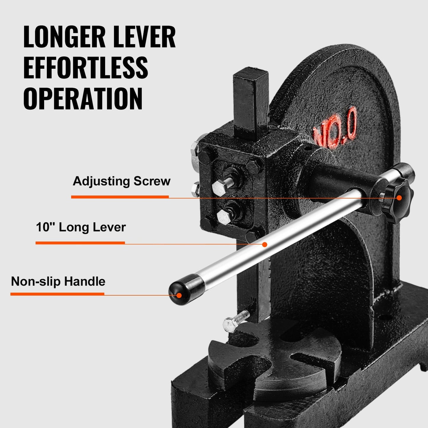 0.5 Ton Manual Arbor Press, Cast Iron, 0.3 Meter Max Height, 7.5 kg Weight