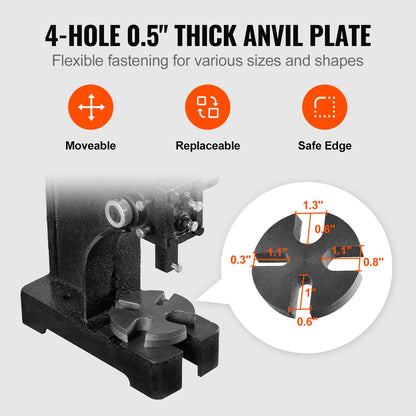 VEVOR Arbor Press, 1 Ton Manual Arbor Press, 5.9" Maximum Height, Cast Iron Heavy-duty