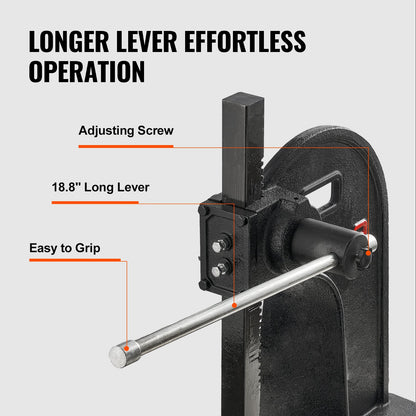 VEVOR Arbor Press, 3 Ton Manual Arbor Press, 30.99" Maximum Height, Cast Iron Heavy-duty