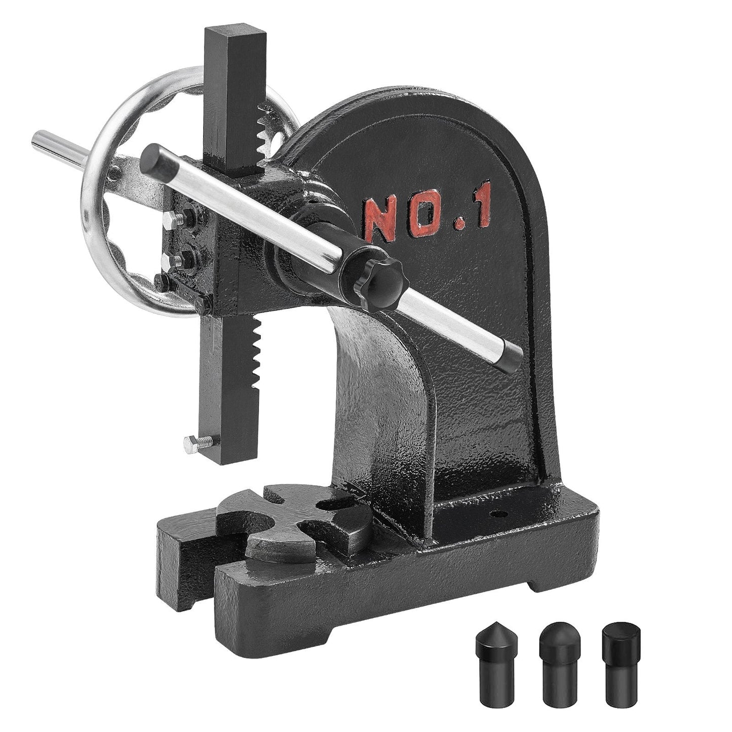Manual 1 Ton Arbor Press with Handwheel, 0.15m Max Height, Cast Iron Frame