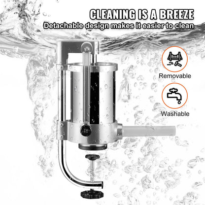 Stainless Steel 1.5L Sausage Stuffer with Air Valve & Comfortable Handle