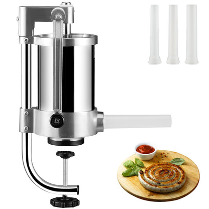 Stainless Steel 1.5L Sausage Stuffer with Air Valve & Comfortable Handle