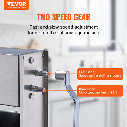 10 L Manual Vertical Sausage Stuffer, 304 Stainless Steel, Commercial Grade