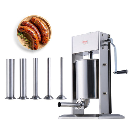 10 L Manual Vertical Sausage Stuffer, 304 Stainless Steel, Commercial Grade