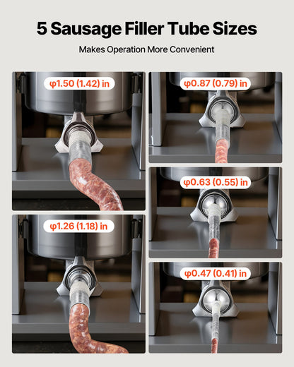 Manual Sausage Stuffer, 33 LBS / 15 L Vertical Meat Stuffer, Heavy Duty Sausage Casing Meat Stuffing Machine, Dual-Speed Stainless Steel Filler with 5 Filling Tubes, for Commercial and Home Use