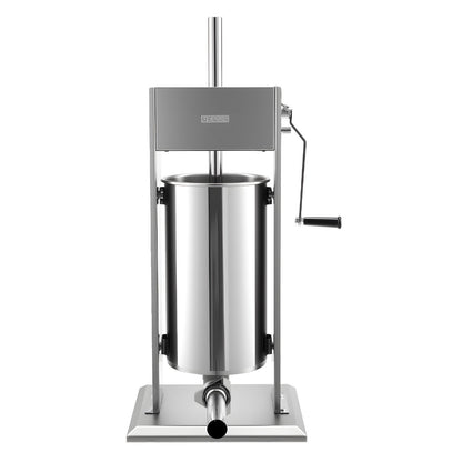 Manual Sausage Stuffer, 33 LBS / 15 L Vertical Meat Stuffer, Heavy Duty Sausage Casing Meat Stuffing Machine, Dual-Speed Stainless Steel Filler with 5 Filling Tubes, for Commercial and Home Use