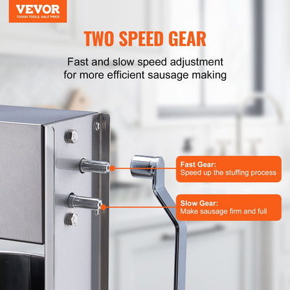 15L Vertical Stainless Steel Sausage Stuffer, Manual, Commercial-Grade