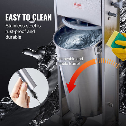 15L Vertical Stainless Steel Sausage Stuffer, Manual, Commercial-Grade