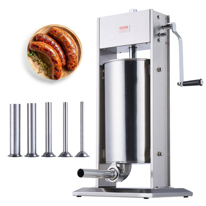 15L Vertical Stainless Steel Sausage Stuffer, Manual, Commercial-Grade