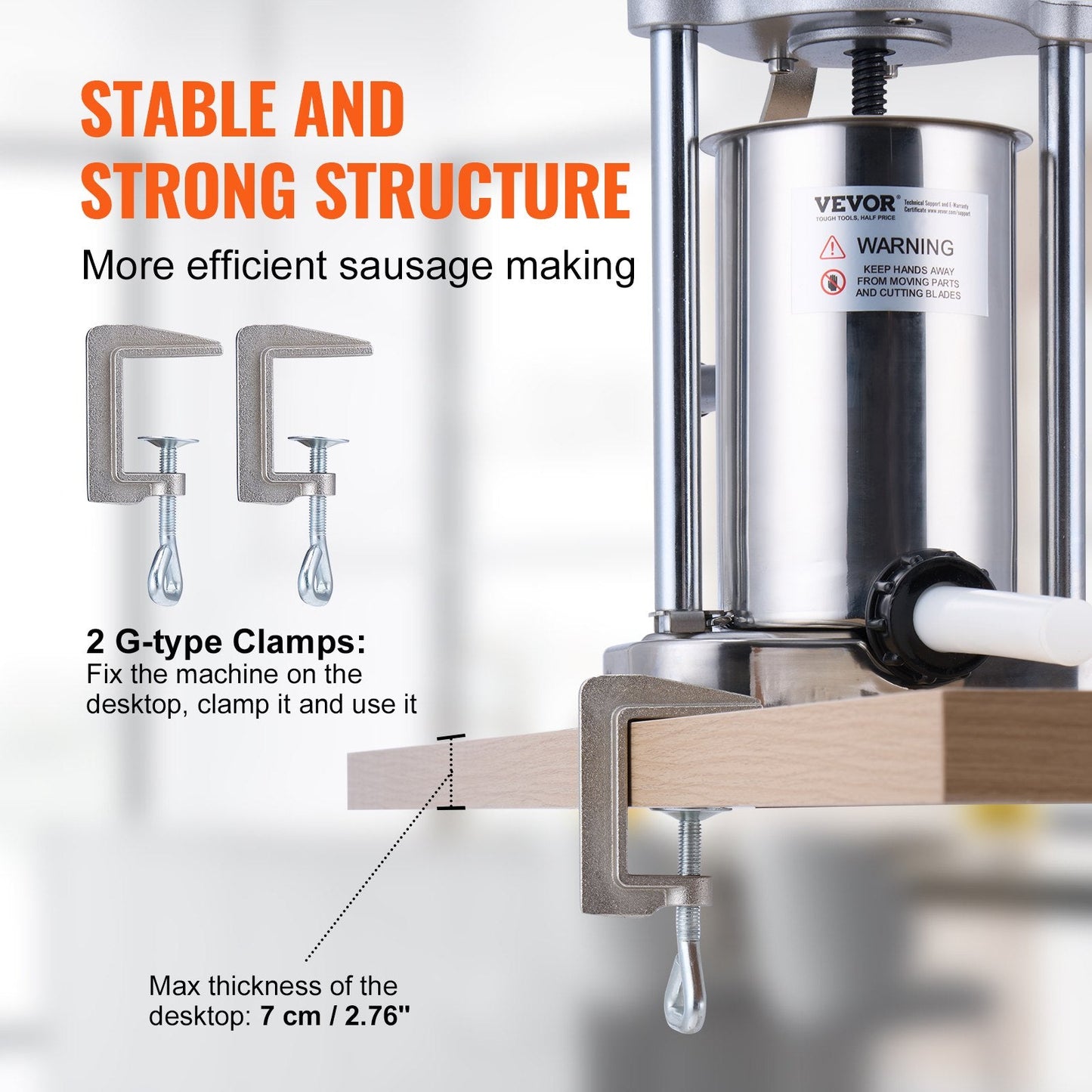 Manual Vertical Sausage Stuffer, 2 L Capacity, 304 Stainless Steel Construction
