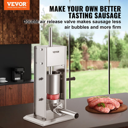 Stainless Steel 3L Sausage Stuffer with Adjustable Speeds and Suction Base